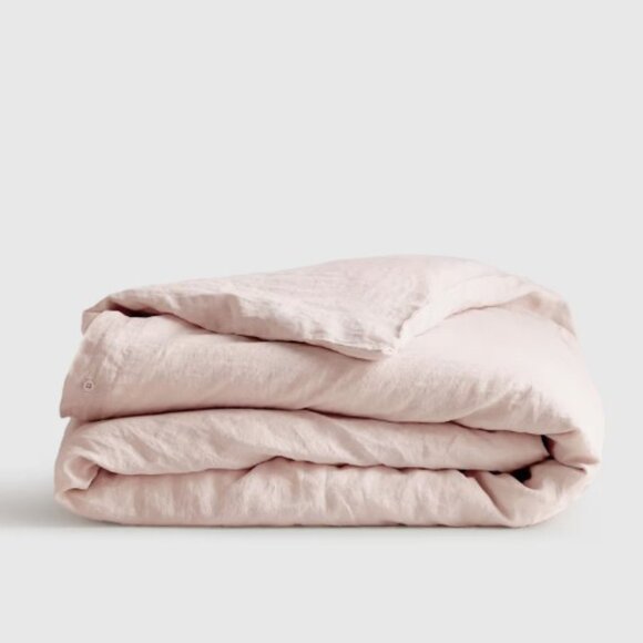 Quince European Linen Duvet and 1 Pillowcase Twin Soft Blush Pink - Picture 1 of 5